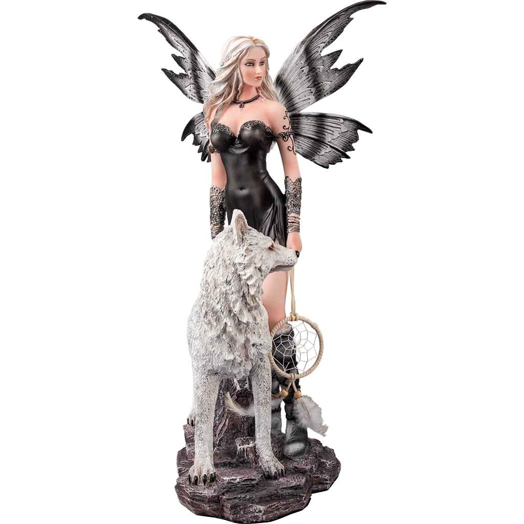 Spirit Fairy with Wolf Statue