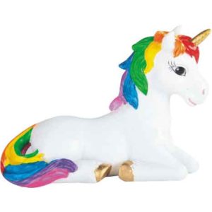 Resting Rainbow Mane Unicorn Statue