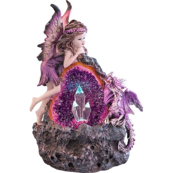 Purple Fairy and Dragon Crystal Statue