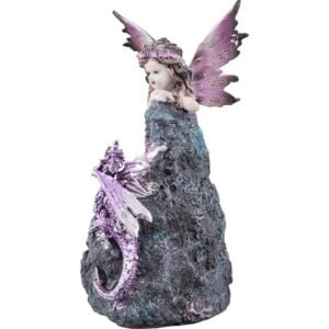Purple Fairy and Dragon Crystal Statue