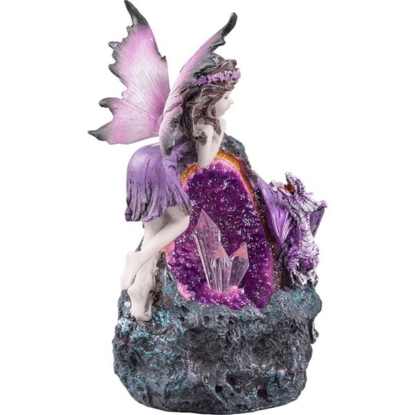 Purple Fairy and Dragon Crystal Statue