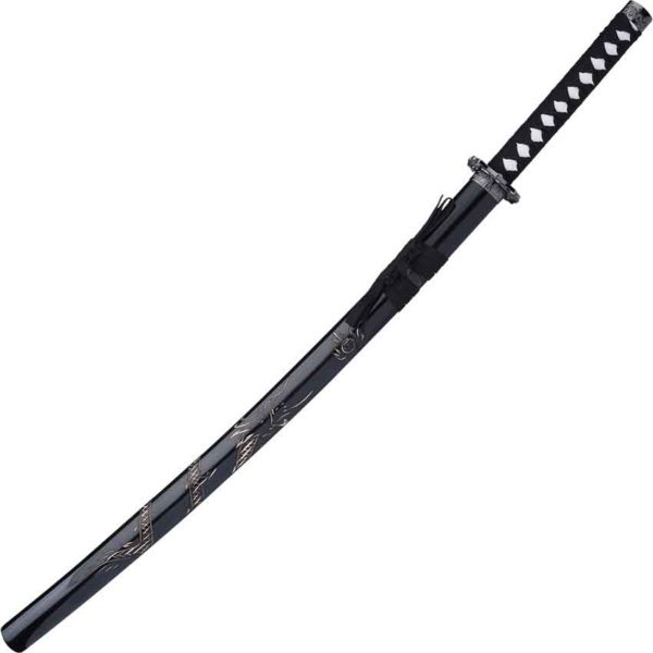 Carved Dragon Black Saya Katana