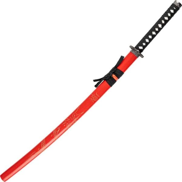 Carved Dragon Red Saya Katana