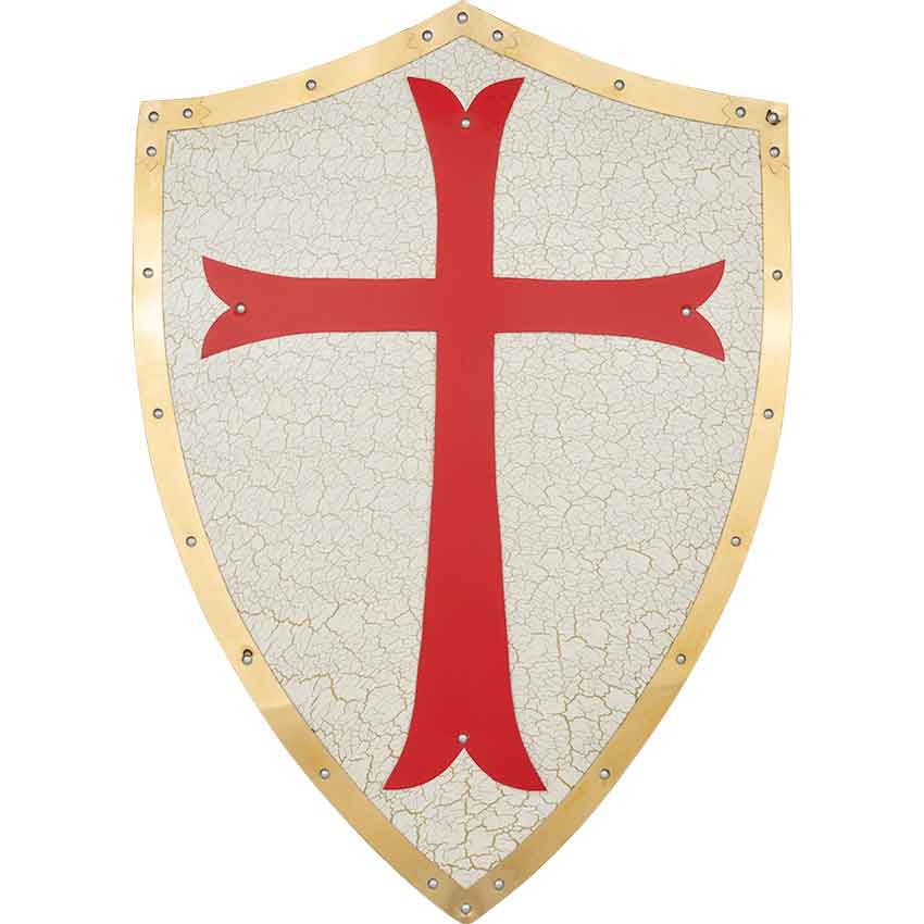 Medieval Shield with brass Functional Templar cross Knight Heater Shield Armor 