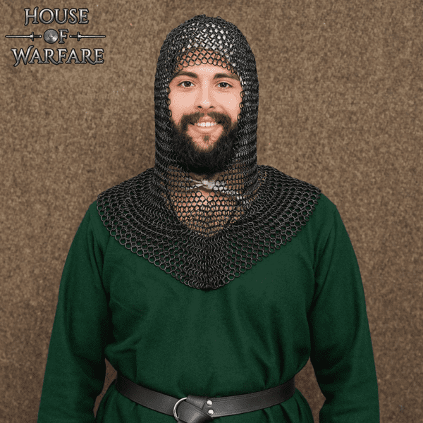 Blackened Butted Chainmail Coif