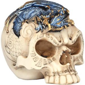 Blue Dragon on Skull Statue