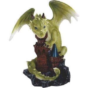 Cute Green Dragon on Castle Statue