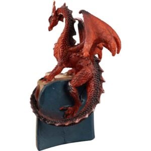 Red Dragon on Open Book Statue