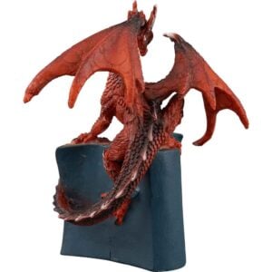 Red Dragon on Open Book Statue