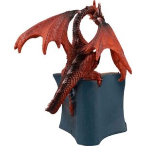 Red Dragon on Open Book Statue