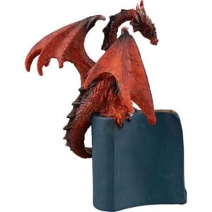 Red Dragon on Open Book Statue