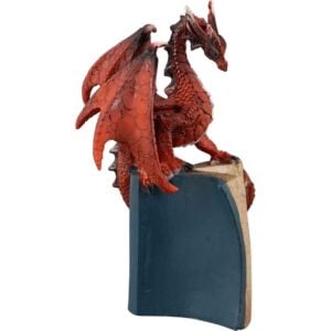 Red Dragon on Open Book Statue