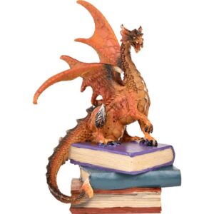 Red Dragon on Book Stack Statue