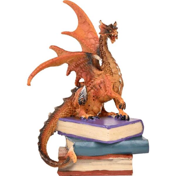 Red Dragon on Book Stack Statue