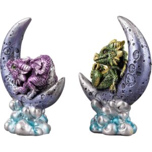 Resting Purple and Green Moon Dragon Duo