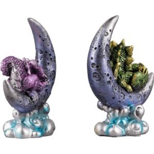 Resting Purple and Green Moon Dragon Duo