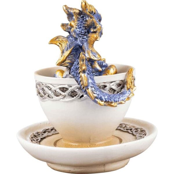 Blue Dragon in Teacup Statue