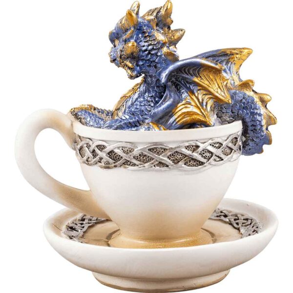 Blue Dragon in Teacup Statue