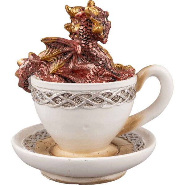 Red Dragon in Teacup Statue