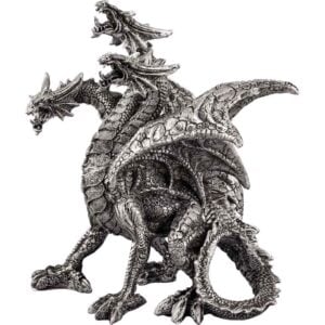 Three-Headed Silver Dragon Statue