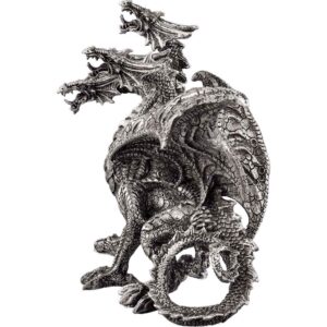 Three-Headed Silver Dragon Statue