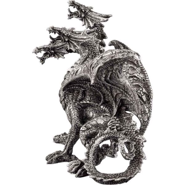 Three-Headed Silver Dragon Statue