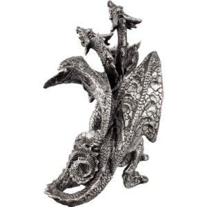 Three-Headed Silver Dragon Statue