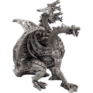 Three-Headed Silver Dragon Statue