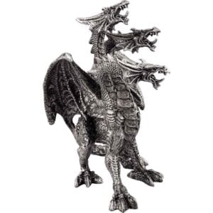 Three-Headed Silver Dragon Statue