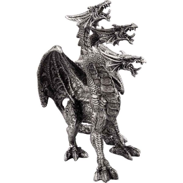Three-Headed Silver Dragon Statue