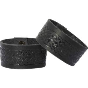 Embossed Celtic Knot Leather Wrist Cuffs