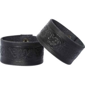 Embossed Woodland Leather Wrist Cuffs