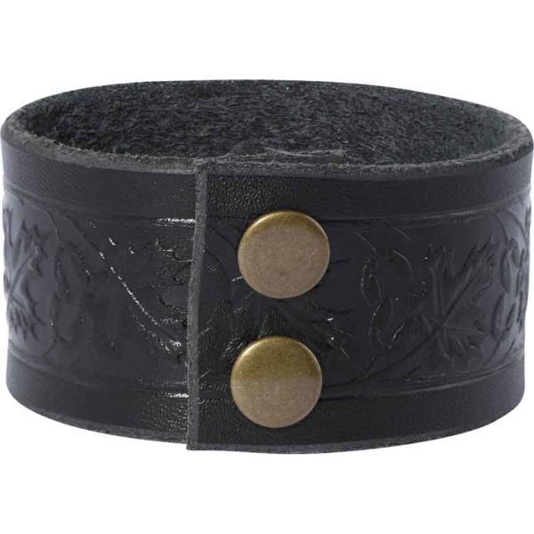Embossed Woodland Leather Wrist Cuffs