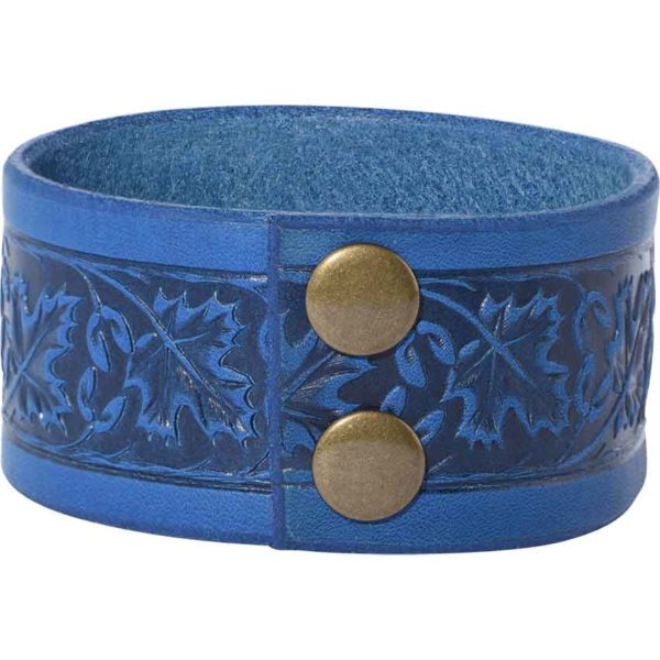 Embossed Woodland Leather Wrist Cuffs
