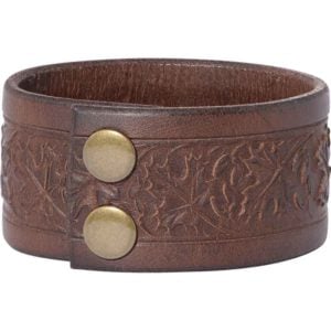 Embossed Woodland Leather Wrist Cuffs