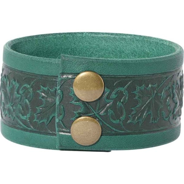 Embossed Woodland Leather Wrist Cuffs