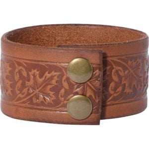 Embossed Woodland Leather Wrist Cuffs