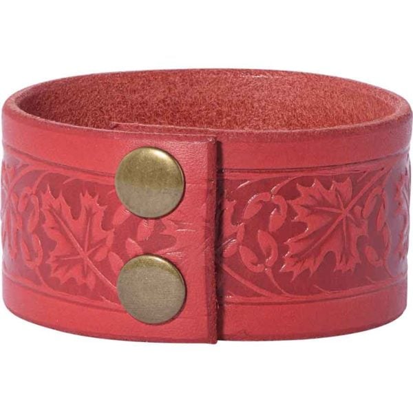 Embossed Woodland Leather Wrist Cuffs