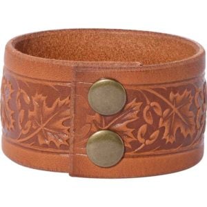 Embossed Woodland Leather Wrist Cuffs