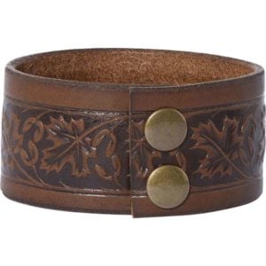 Embossed Woodland Leather Wrist Cuffs