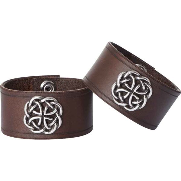 Leather Wrist Cuffs with Celtic Knot