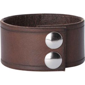 Leather Wrist Cuffs with Maple Leaf