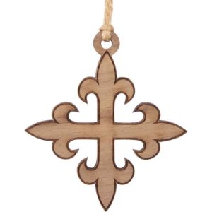 Fleur Cross Wooden Christmas Ornament