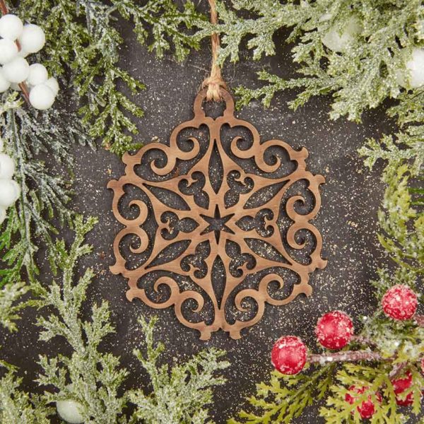 Wooden Snowflake Ornaments (Set of Six)