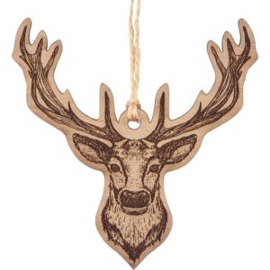 Deer Head Wooden Christmas Ornament