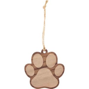 Dog Paw Wooden Christmas Ornament