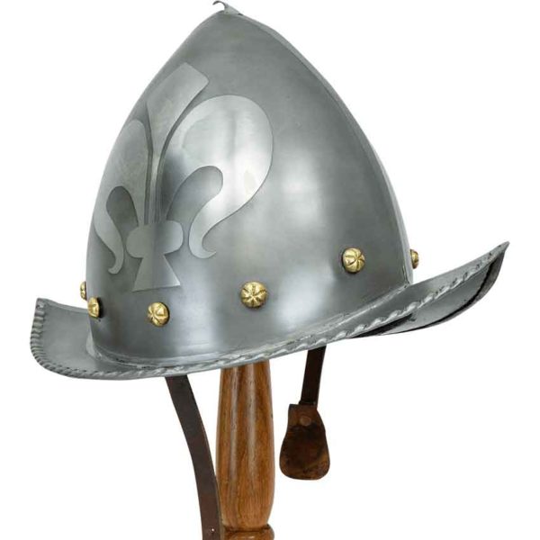 Etched Fleur Morion Helm