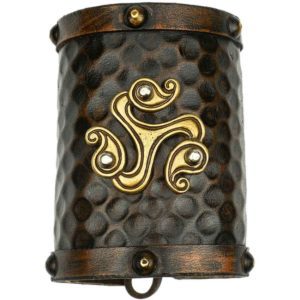 Studded Triskele Celtic Leather Cuff