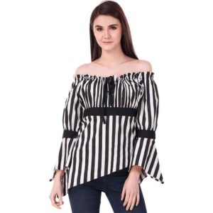 Felicia High-Low Striped Pirate Blouse