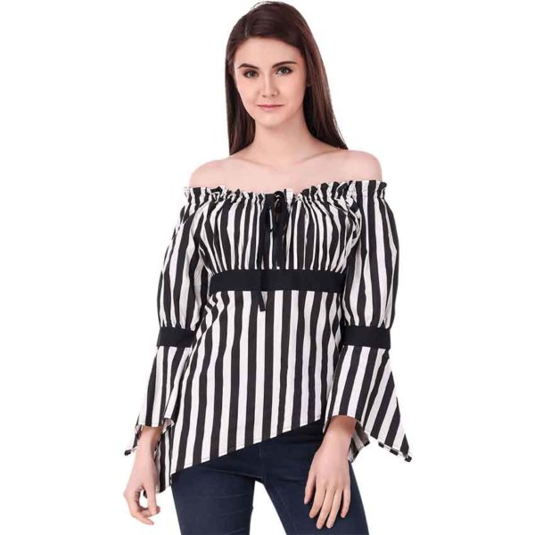 Felicia High-Low Striped Pirate Blouse